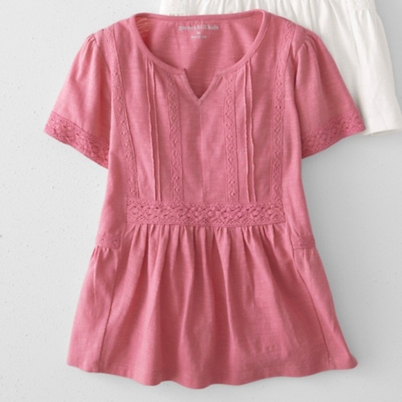 Garnet Hill Other - Garnet Hill Kids Girls XL Dusty Pink Pintucked Knit 100% Cotton Short-Sleeve Top